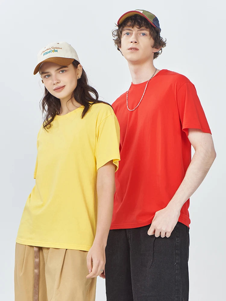 100% Cotton And Fabric Solid Color T-Shirts For Men And Short Sleeves