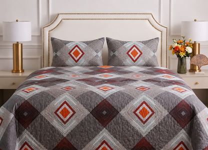 CUBICAL RED PRINTED BEDSHEET