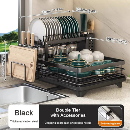 Dish Bowl Drainer Dish Drying Rack Adjustable Kitchen Plates Organizer
