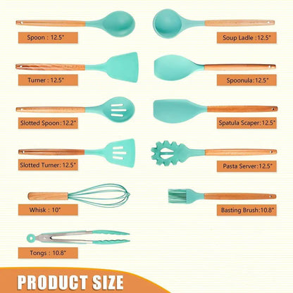 Silicone Cooking Utensils Set - 446°F Heat Resistant Kitchen Utensil