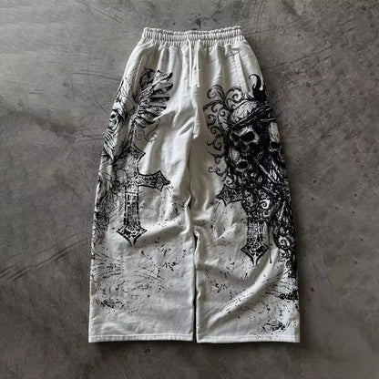 2026 Summer Y2K Retro Casual Pants Gothic Direct Spray Printing