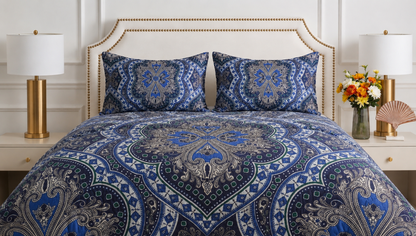 DESIGNER BLUE PRINTED BEDSHEET