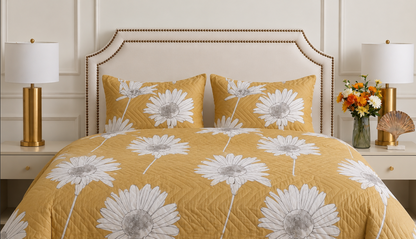 YELLOW FLORAL PRINTED BEDSHEET