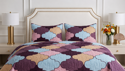PURPLE PATTERN PRINTED BEDSHEET