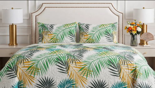 WHITE LEAF PRINTED BEDSHEET