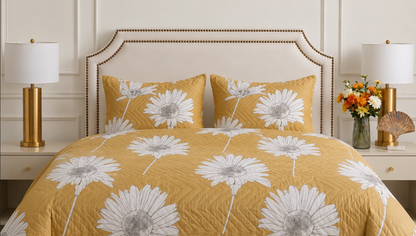 YELLOW FLORAL PRINTED BEDSHEET