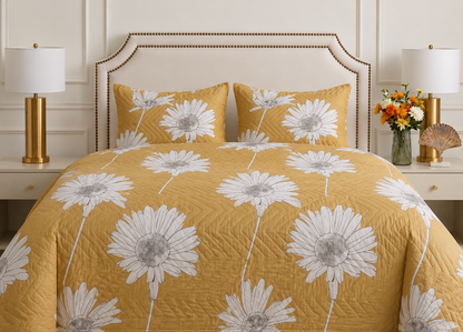YELLOW FLORAL PRINTED BEDSHEET