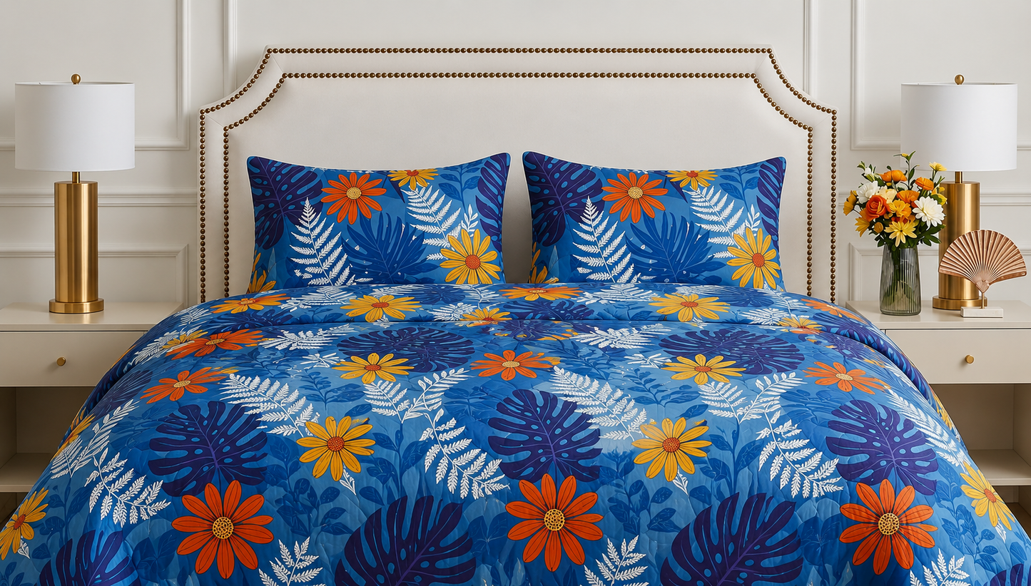 BLUE FLOWER PRINTED BEDSHEET