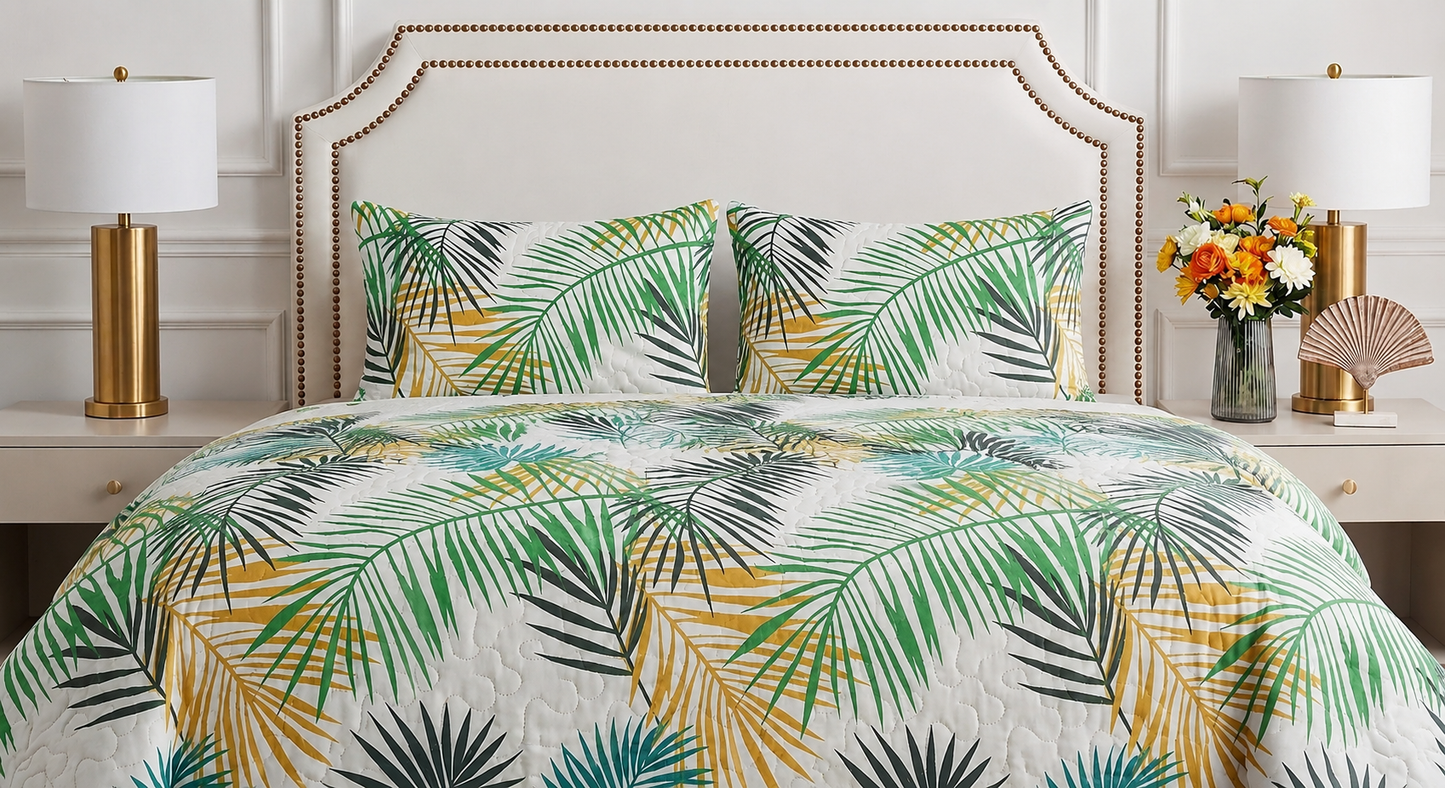 WHITE LEAF PRINTED BEDSHEET